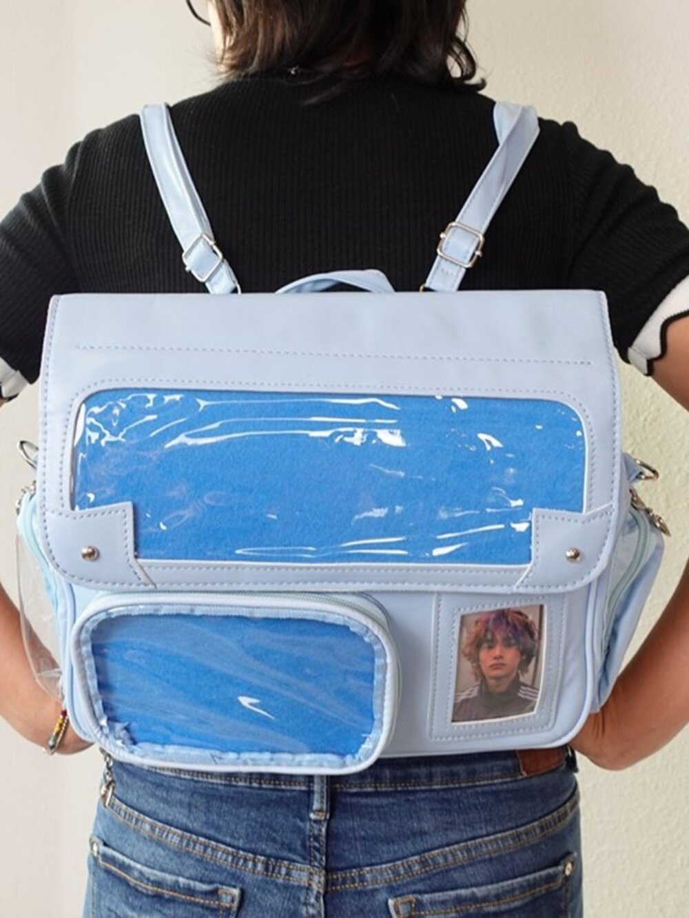 BLUE Ita Bag Backpack Crossbody Y2K Kawaii Anime Pin Display Shoulder Itabag